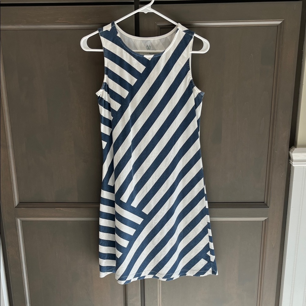 MAHI GOLD navy and white striped dress